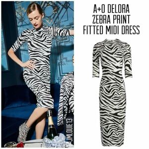 Alice + Olivia Zebra Print Midi Dress